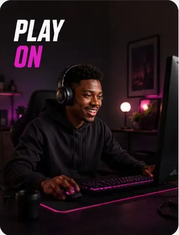 A gamer playing online at home