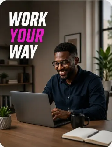 A KUUH customer working from home on a laptop
